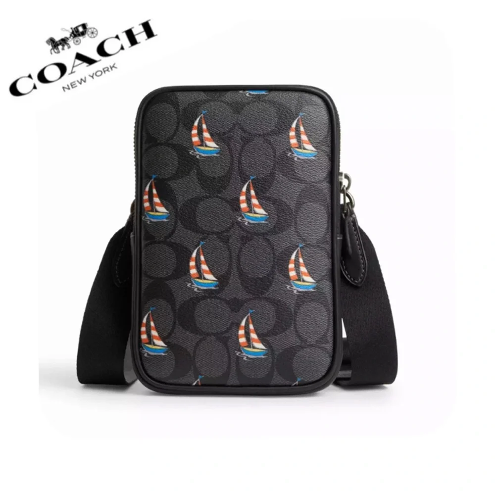 NWT COACH Aden Crossbody In Signature Canvas With Sailboat Print‎